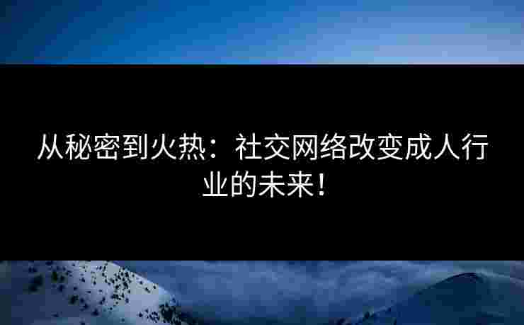 从秘密到火热：社交网络改变成人行业的未来！