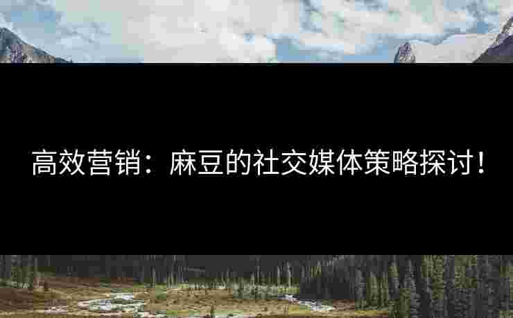 高效营销：麻豆的社交媒体策略探讨！